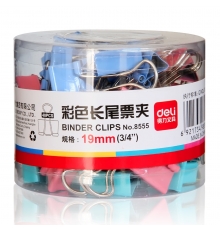 嚴(yán)采/得力（deli）筒裝長(zhǎng)尾票夾彩色 19mm 5# 8555（40只/筒，96筒/件）