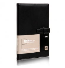 得力(deli) 3334 簡(jiǎn)約扣帶皮面本/記事本（黑色，18K/114頁(yè)）