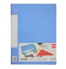 得力(deli) A4 5348 長押夾+插袋加厚文件夾 藍色（12只/箱）